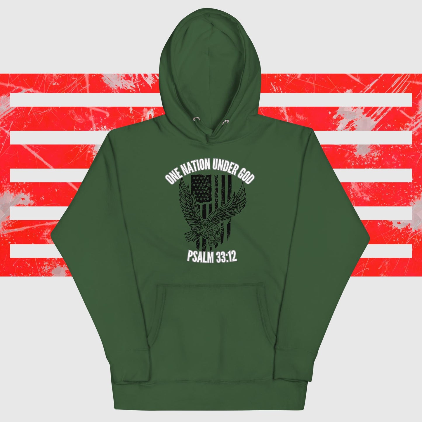 One Nation Under god psalm bald eagle flying with american flag hoodie