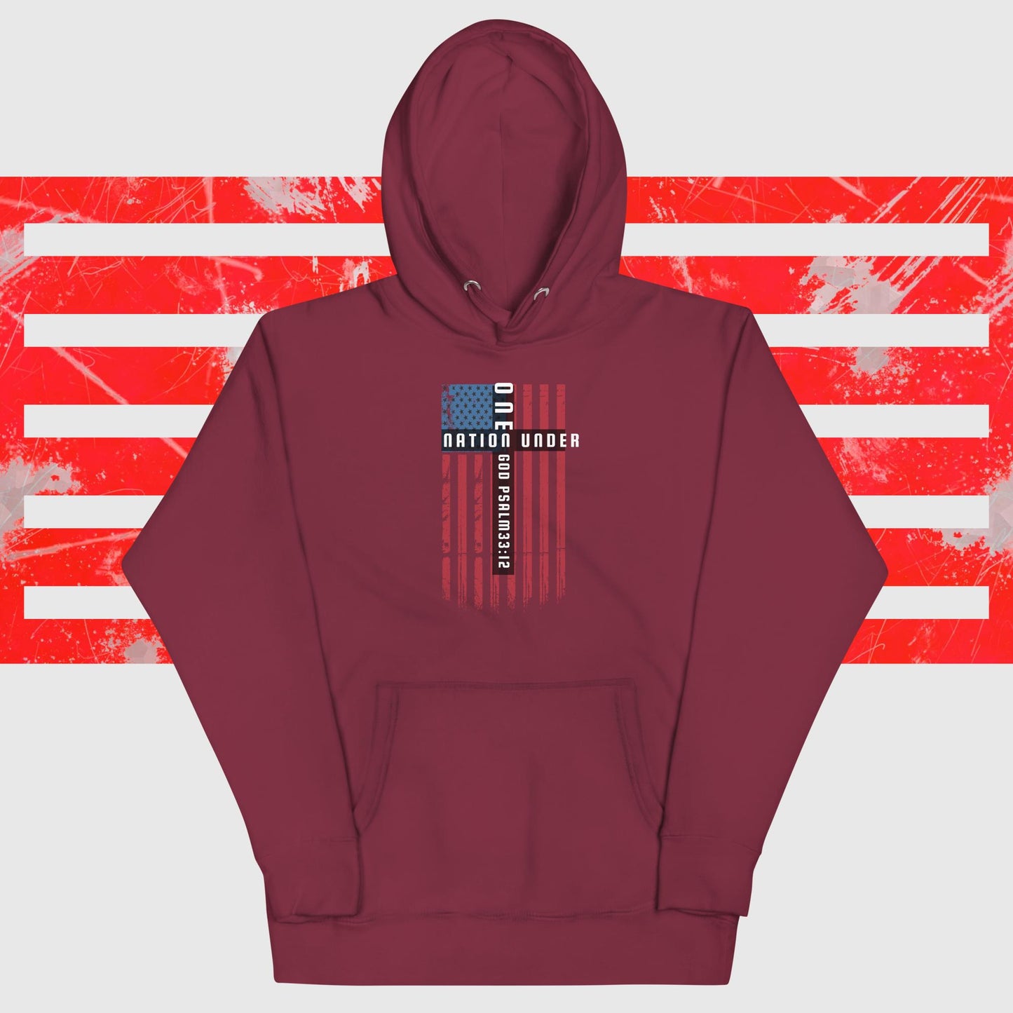 One Nation Under God Cross USA Flag hoodies