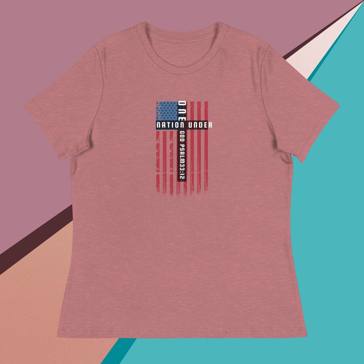 One nation under god cross with usa flagWomen's Relaxed T-Shirt
