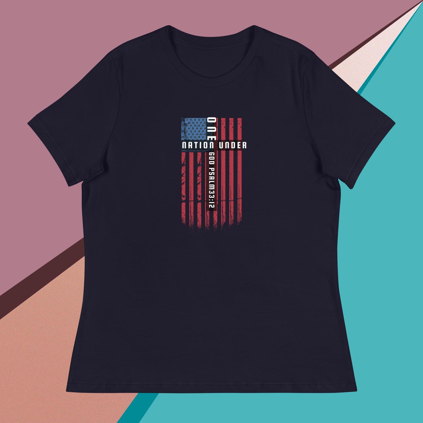 One nation under god cross with usa flagWomen's Relaxed T-Shirt